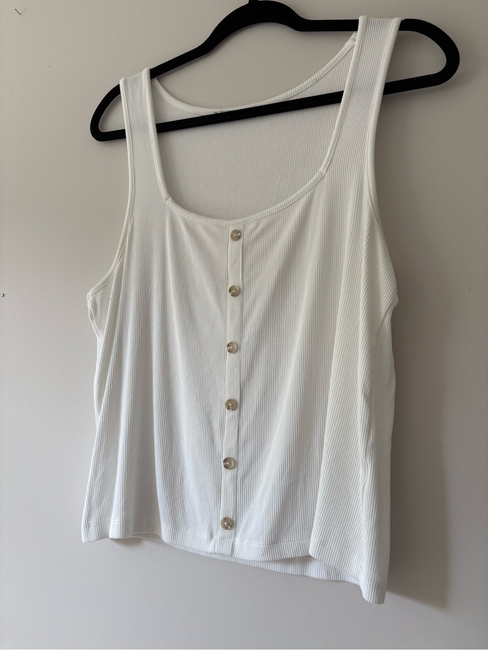 Dex White Ribbed Button-Front Tank Top XL - Picture 2 of 3